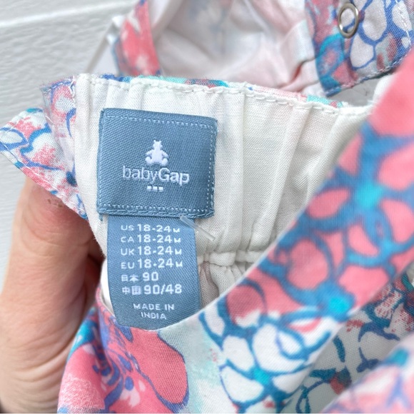 Gap Factory 18-24 dress watercolor cotton candy floral peekaboo back with button - Picture 5 of 10